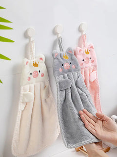 Thickened Hanging Towel - Cute Pig Design for Kitchen/Bathroom