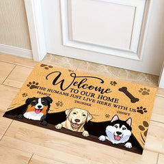 Cartoon Dog Design Velvet Absorbent Door Mat