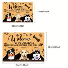 Cartoon Dog Design Velvet Absorbent Door Mat