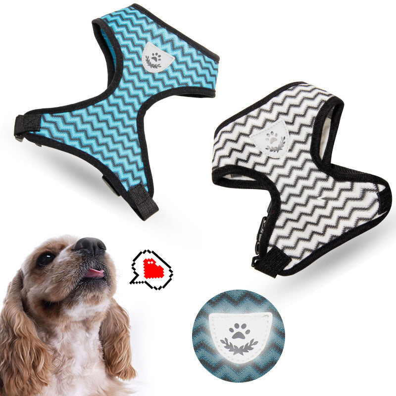 Reflective Wave Pattern I-Type Chest Strap for Pets