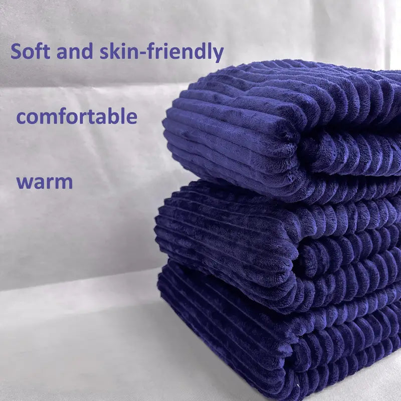 Cozy Lightweight Blue Flannel Blanket for Travel & Home